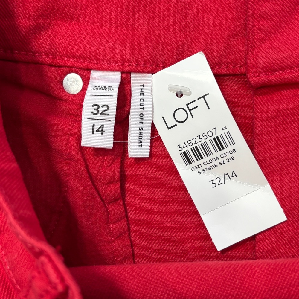 LOFT Red The‎ Cut Off Denim Short - 32/14 NWT - Picture 4 of 7